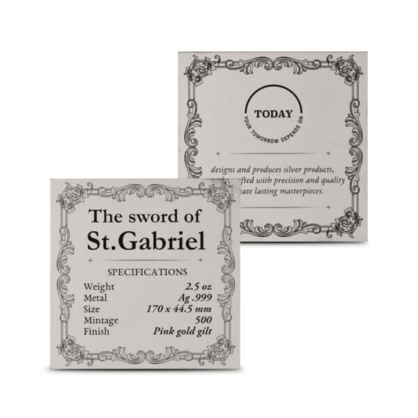 Sword Of St Gabriel 2oz Gold Gilded Sword - Image 2
