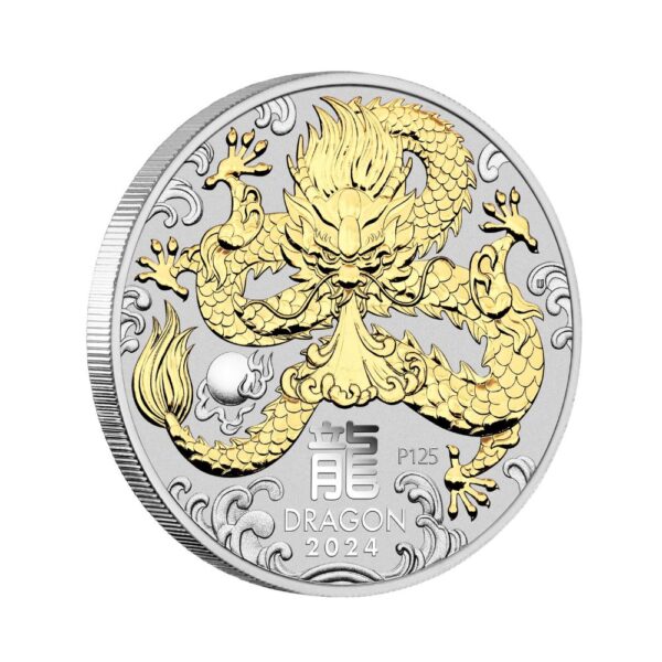 Perth Mint - 2024 YOT Dragon 1oz Silver Guilded Coin - Image 4