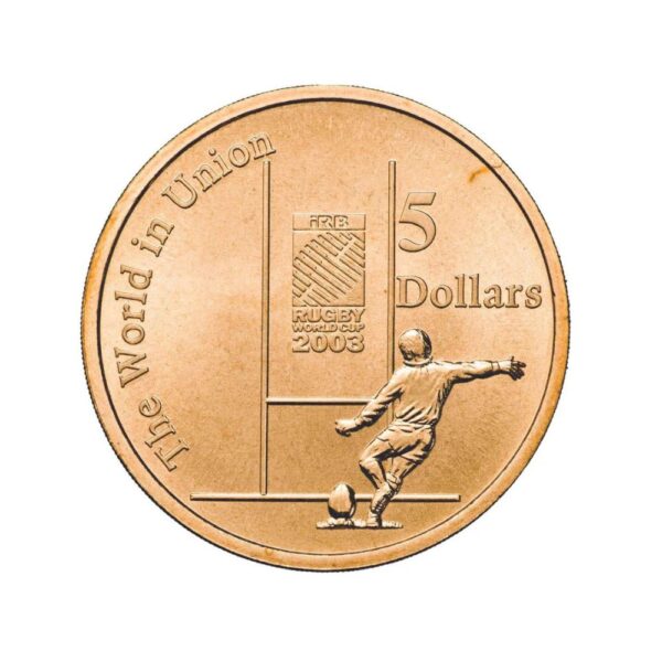 RAM 2003 $5 Rugby World Cup coin in folder - Image 3