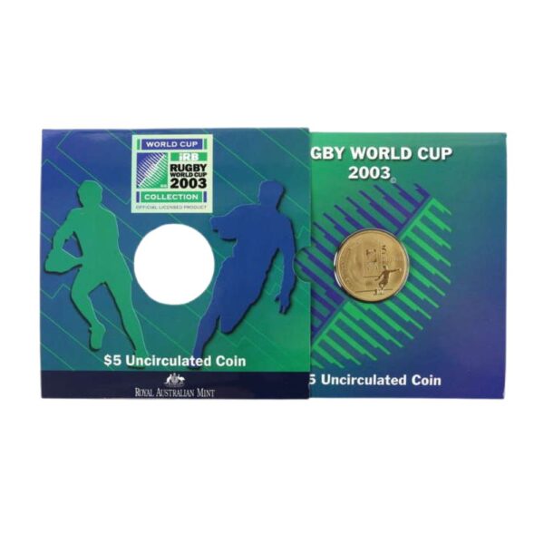 RAM 2003 $5 Rugby World Cup coin in folder - Image 2