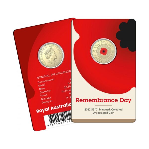 RAM - 2022 $2 Red Poppy Coin On Card