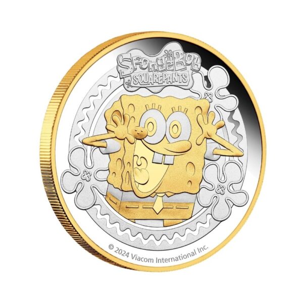 2024 SpongeBob SquarePants 2oz Silver Proof Gilded Coin - Image 2