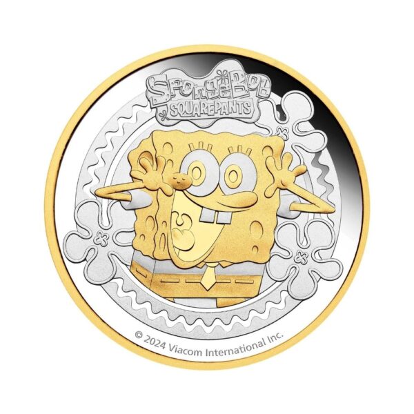 2024 SpongeBob SquarePants 2oz Silver Proof Gilded Coin - Image 4