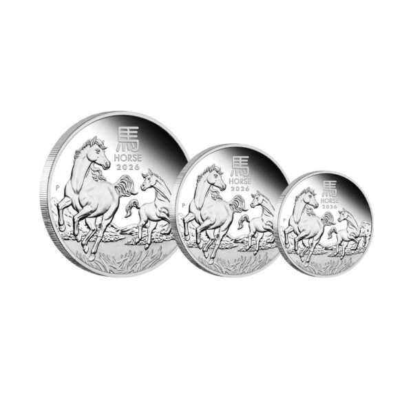 Perth Mint - Australian Lunar Series III 2026 Year of the Horse Silver Proof Three-Coin Set - Image 3