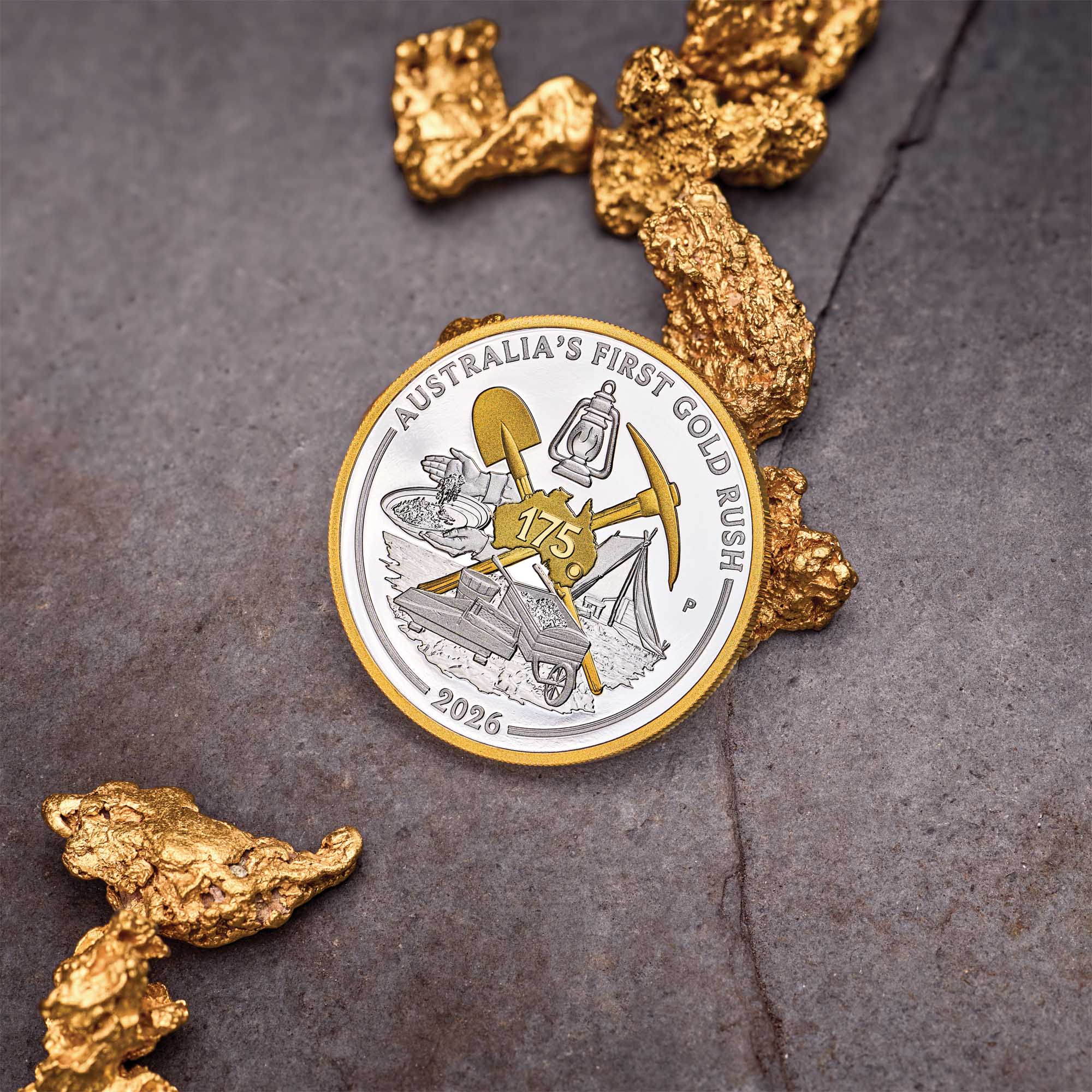 Perth Mint - 2026 Australia's First Gold Rush 1oz Silver Gilded Proof - Image 3